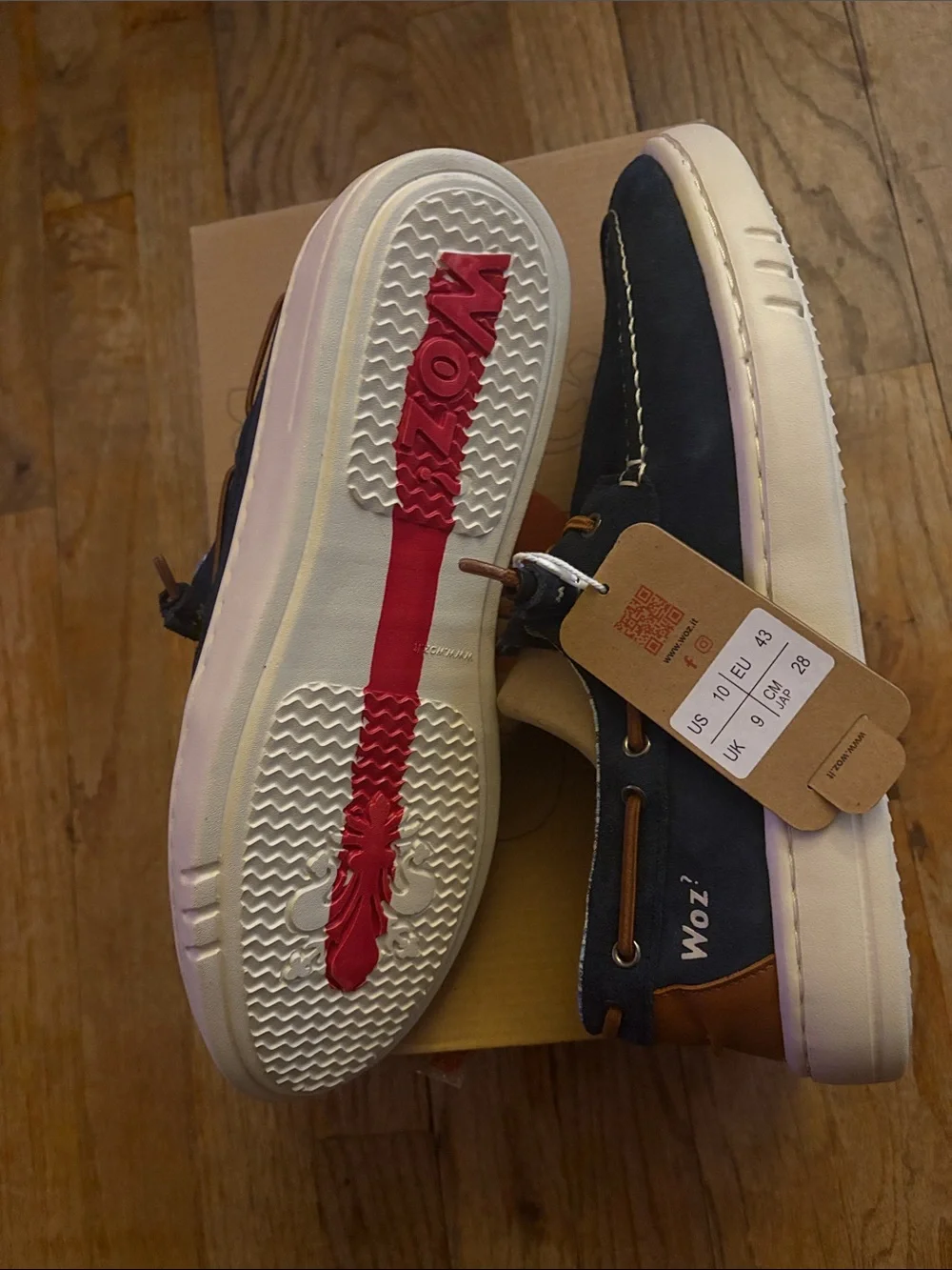 WOZ? Navy and Tan Suede Boat Shoes